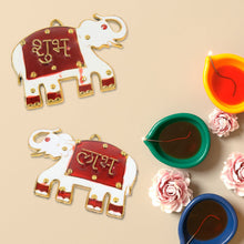 Shubh Labh Elephant Decorative Wall Hangings (2 Pc) - justgrabit.in | Just Grab It