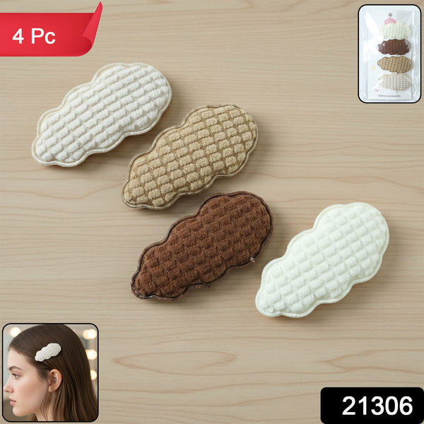Premium Padded Cloud Shape Hair Clips Set (4 Pc) - justgrabit.in | Just Grab It