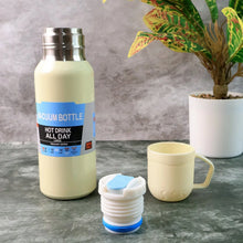 White Vacuum Flask Set – Stainless Steel Thermos with 3 Cups, Approx 500ml - Justgrabit Inc.