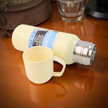 White Vacuum Flask Set – Stainless Steel Thermos with 3 Cups, Approx 500ml - Justgrabit Inc.
