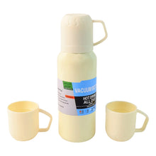 White Vacuum Flask Set – Stainless Steel Thermos with 3 Cups, Approx 500ml - Justgrabit Inc.