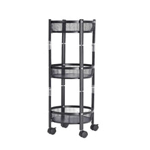 3 - Layer Round Metal Mesh Utility Storage Trolley with Wheels - Justgrabit Inc.