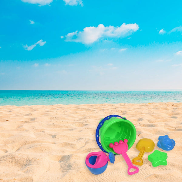 Beach Sand Castle Toy Set for Kids - 6 Pcs Summer Play - justgrabit.in | Just Grab It