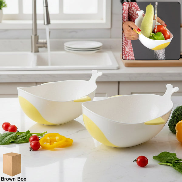 Plastic Rice Pulses Fruits Vegetable Noodles Pasta Washing Bowl and Strainer (2 Pc) - justgrabit.in | Just Grab It