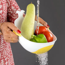 Plastic Rice Pulses Fruits Vegetable Noodles Pasta Washing Bowl and Strainer (2 Pc) - justgrabit.in | Just Grab It