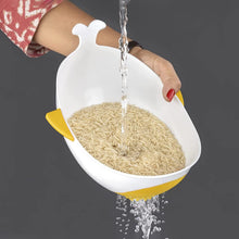 Plastic Rice Pulses Fruits Vegetable Noodles Pasta Washing Bowl and Strainer (2 Pc) - justgrabit.in | Just Grab It