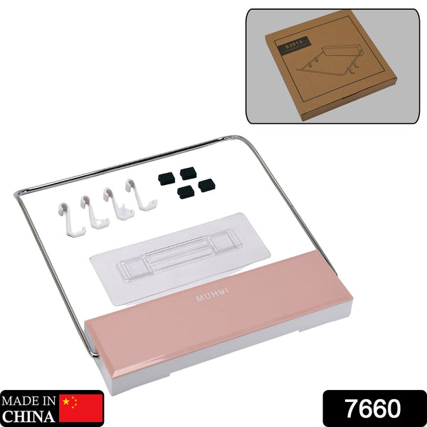 Wall - Mounted Foldable Wash Basin Storage Rack with Self - Adhesive Sticker - justgrabit.in | Just Grab It