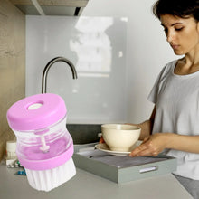 Plastic Wash Basin Brush Cleaner with Liquid Soap Dispenser (Multicolour) - Justgrabit Inc.