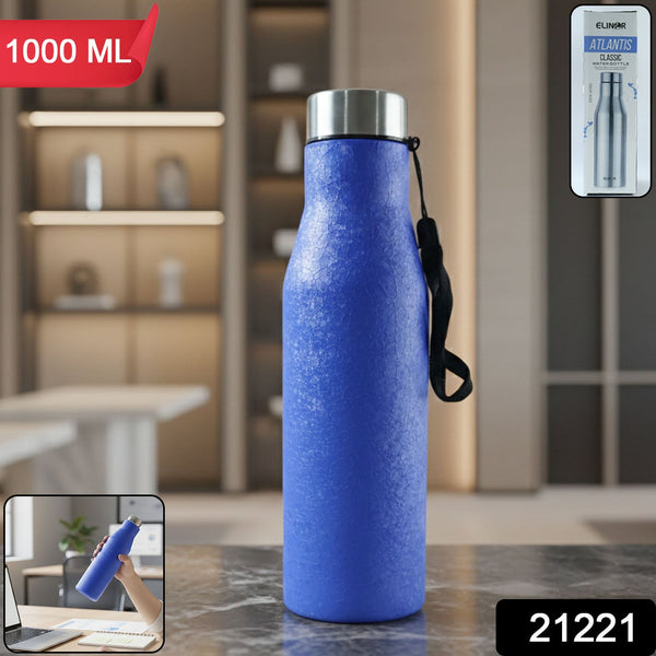 Classic Stainless Steel Water Bottle Blue Color (1000 ML, 1 Piece) - justgrabit.in | Just Grab It