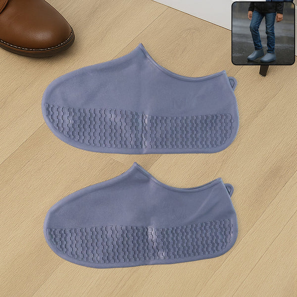Grey Non - Slip Silicone Rain Reusable Anti skid Waterproof Fordable Boot (1 Pair) - justgrabit.in | Just Grab It