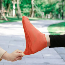 Orange Non - Slip Silicone Rain Reusable Anti skid Waterproof Fordable (1 Pair) - justgrabit.in | Just Grab It