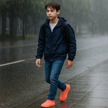 Orange Non - Slip Silicone Rain Reusable Anti skid Waterproof Fordable (1 Pair) - justgrabit.in | Just Grab It