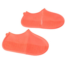 Orange Non - Slip Silicone Rain Reusable Anti skid Waterproof Fordable (1 Pair) - justgrabit.in | Just Grab It