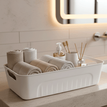 White Plastic Storage Basket Tray Set (4 Pcs) - justgrabit.in | Just Grab It