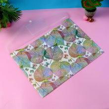 Printed A4 Document Folder – Leaf Design with Button Closure & Label Slot (1 Pc) - justgrabit.in | Just Grab It